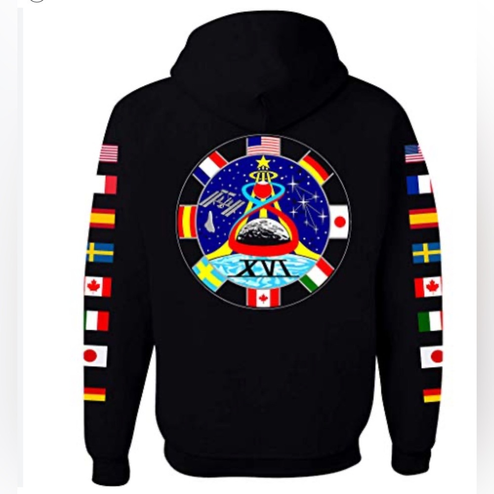 Hyper Space  NASA Astronaut Black Hoodie Space Station Sweatshirt